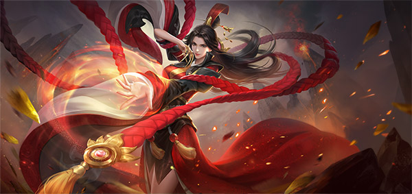 《英魂之刃口袋版》炽焰火女新皮肤：万火朝拜 焚天煮海