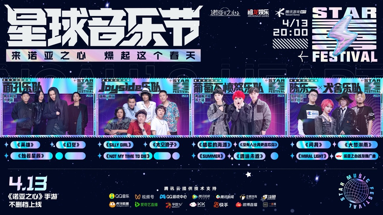 4月13日《诺亚之心》星球音乐节，线上云摇滚躁动春天