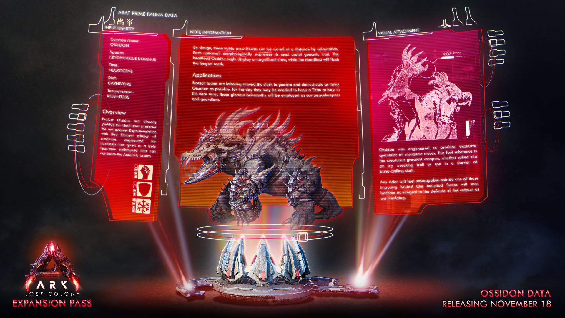 《方舟:生存飞升》新生物奥西顿生物图谱首曝,罗克韦尔笔记公布 《方舟:生存飞升》新生物奥西顿生物图谱首曝,罗克韦尔笔记公布