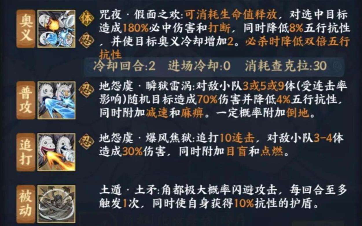 火影忍者角都化妆舞会的技能怎么样