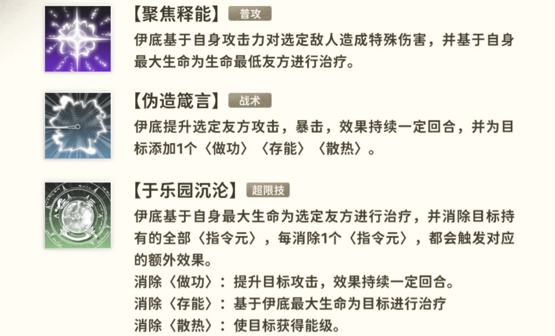 新月同行伊底的技能有哪些