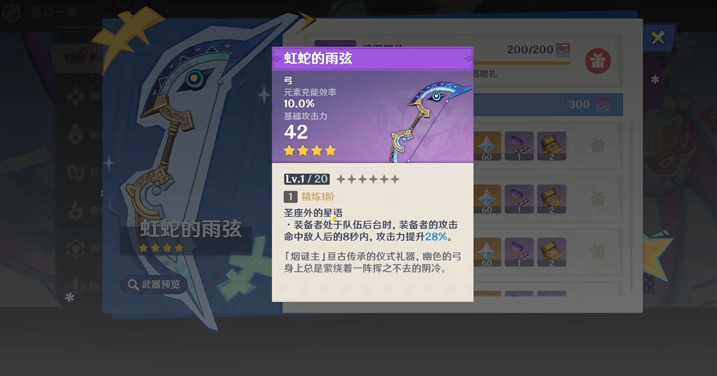 原神虹蛇的雨弦能给哪些角色用