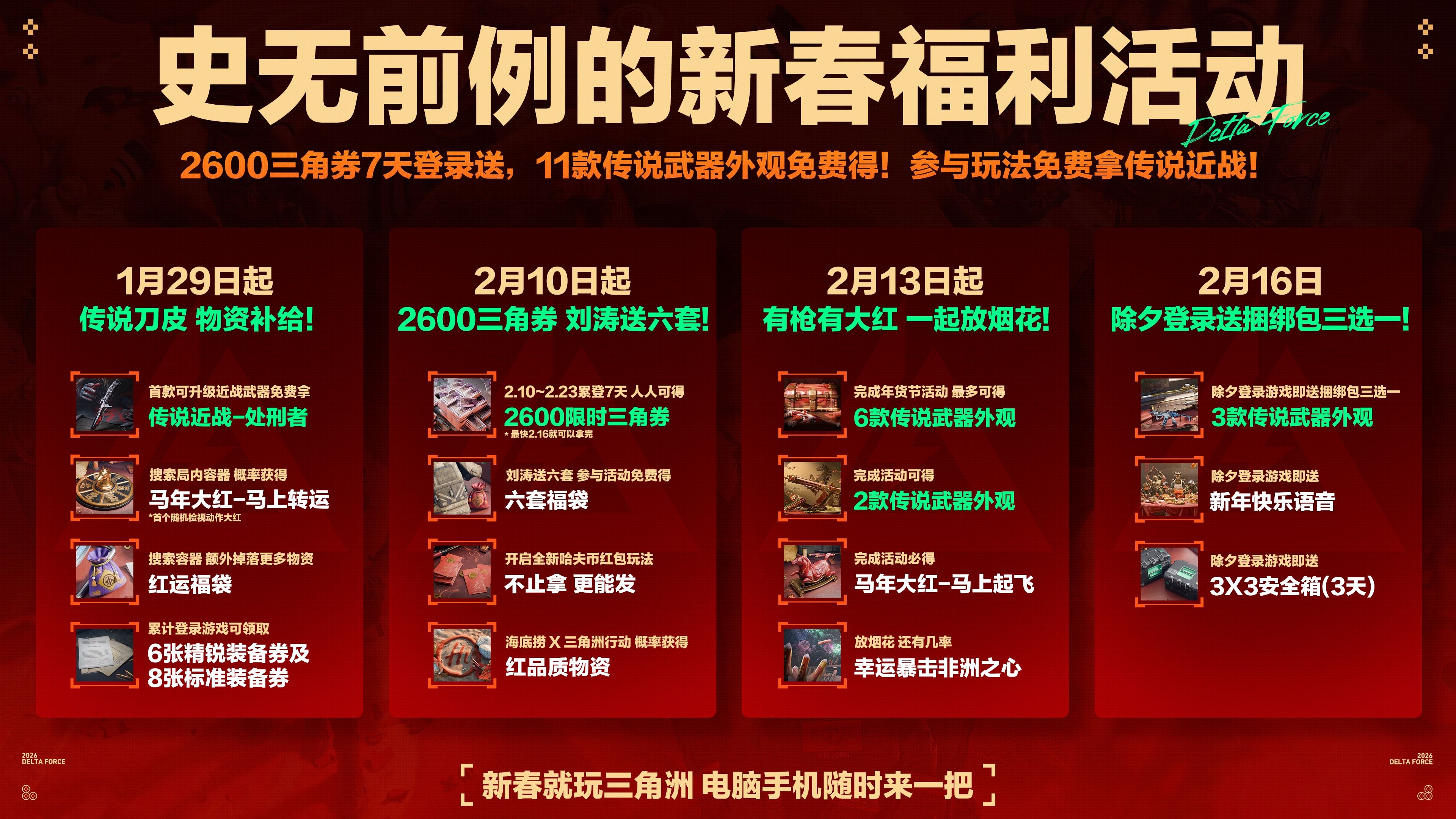 有券有枪有刀皮更有刘涛送六套,《三角洲行动》新春福利活动揭晓