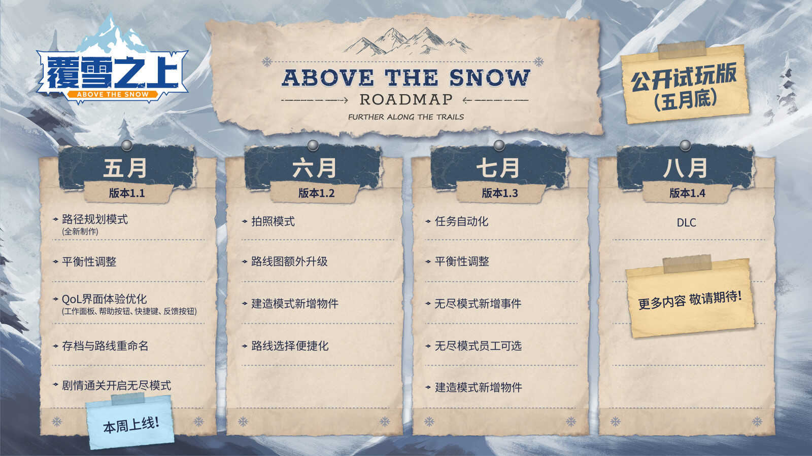 雪山经营模拟《覆雪之上》公布更新路线图,与《小小书店》捆绑销售